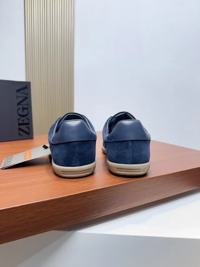 Zegna Sneakers Navy Suede Low-Top Lifestyle 3