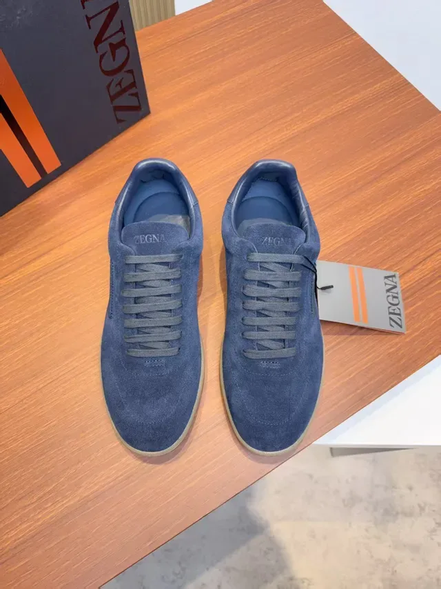 Zegna Sneakers Navy Suede Low-Top Lifestyle 5