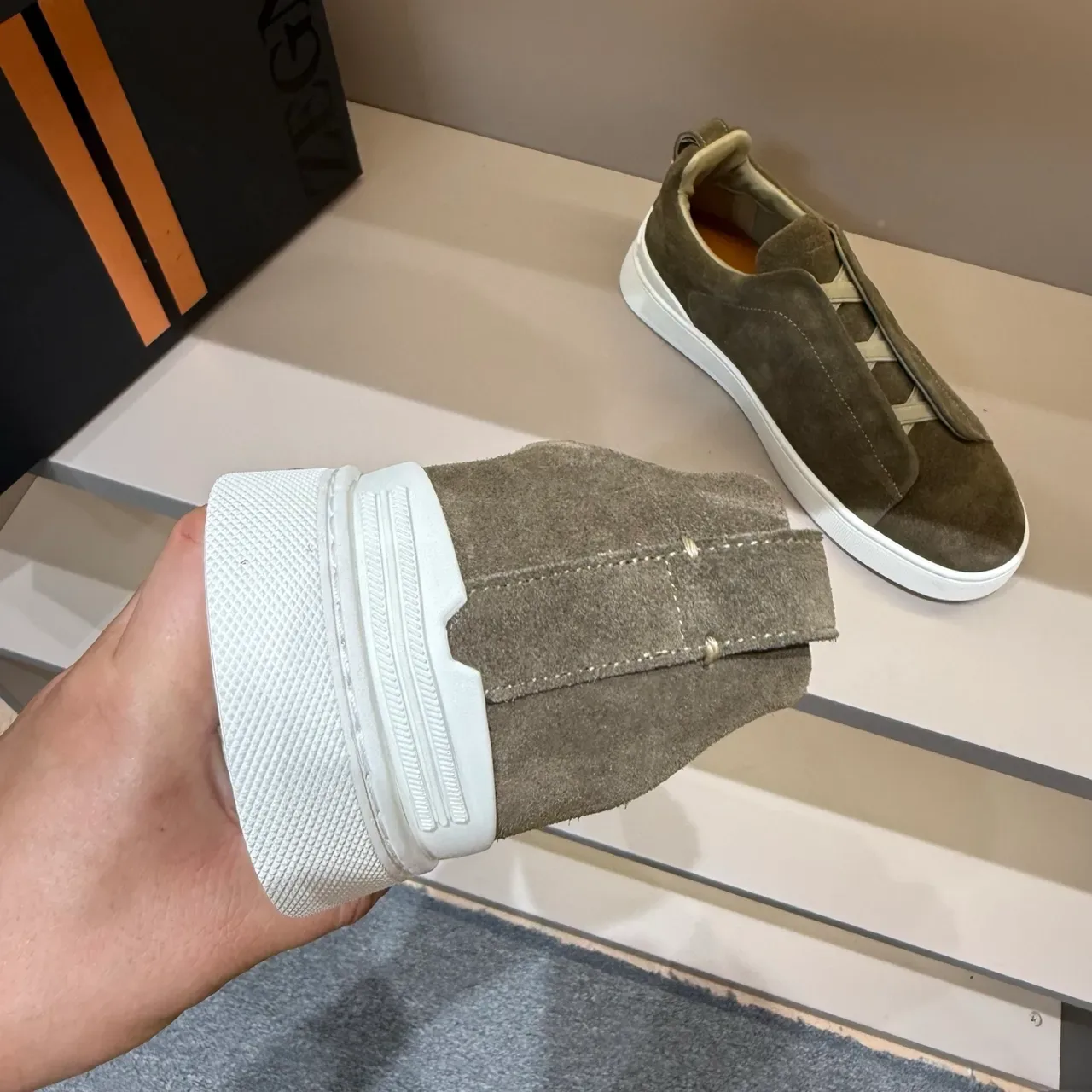 Zegna Olive Suede Slip-On Lifestyle Sneakers 2