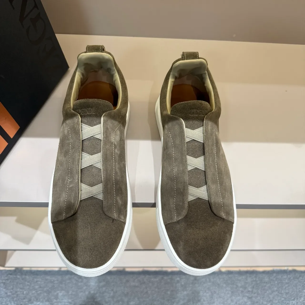 Zegna Olive Suede Slip-On Lifestyle Sneakers 4