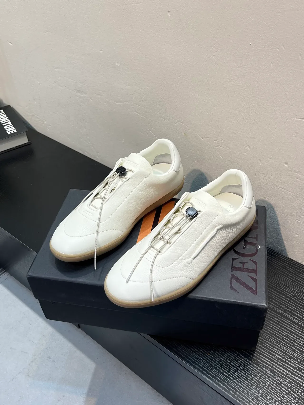 Zegna Basket Lifestyle en Cuir Pebbled Blanc 3