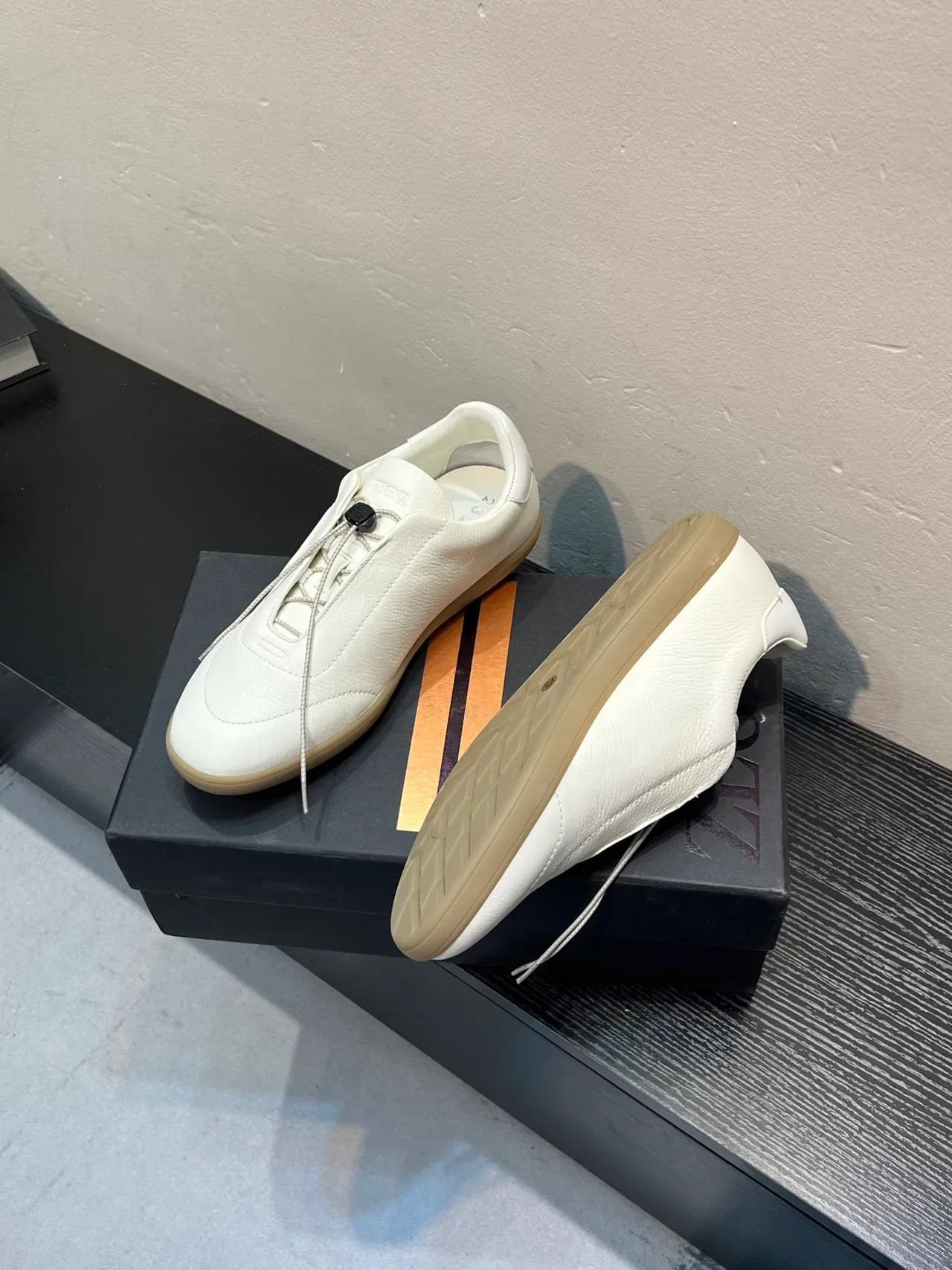 Zegna Basket Lifestyle en Cuir Pebbled Blanc 4
