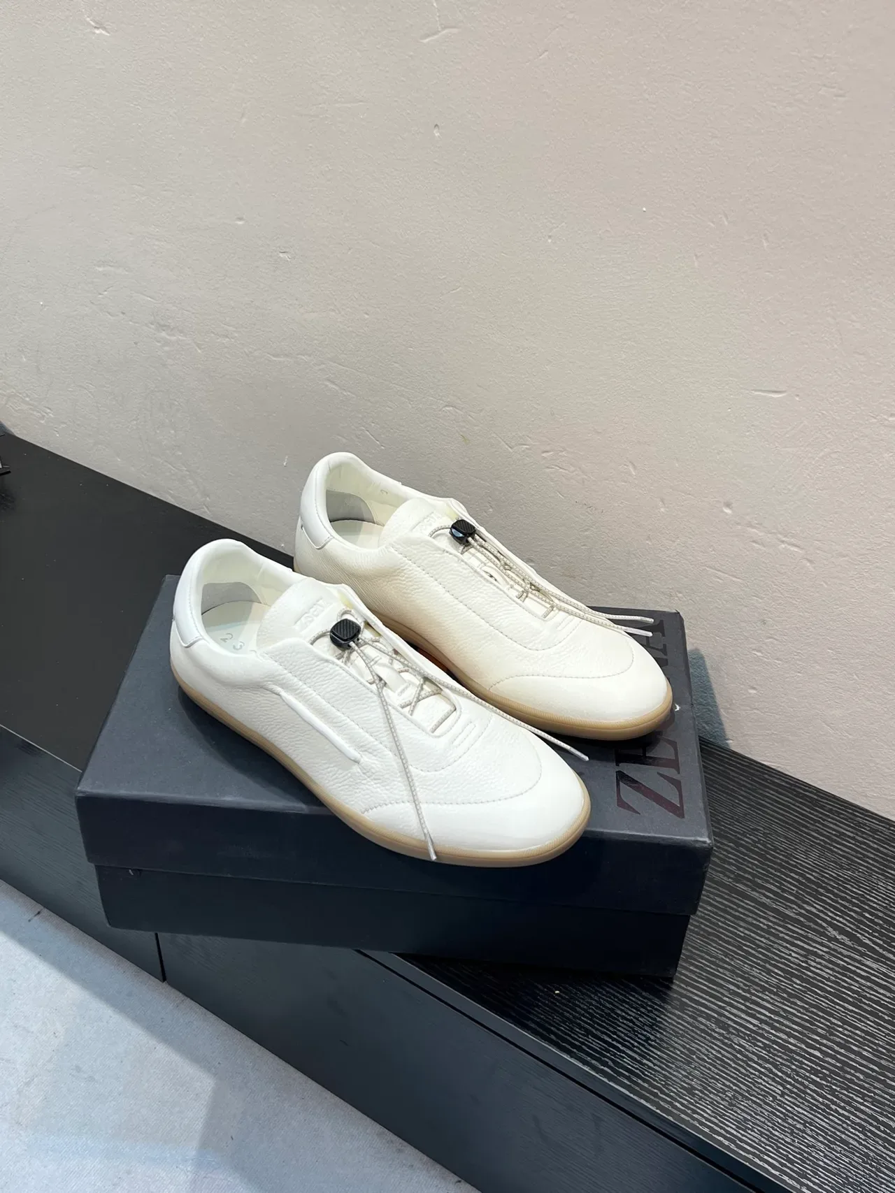 Zegna Basket Lifestyle en Cuir Pebbled Blanc 5