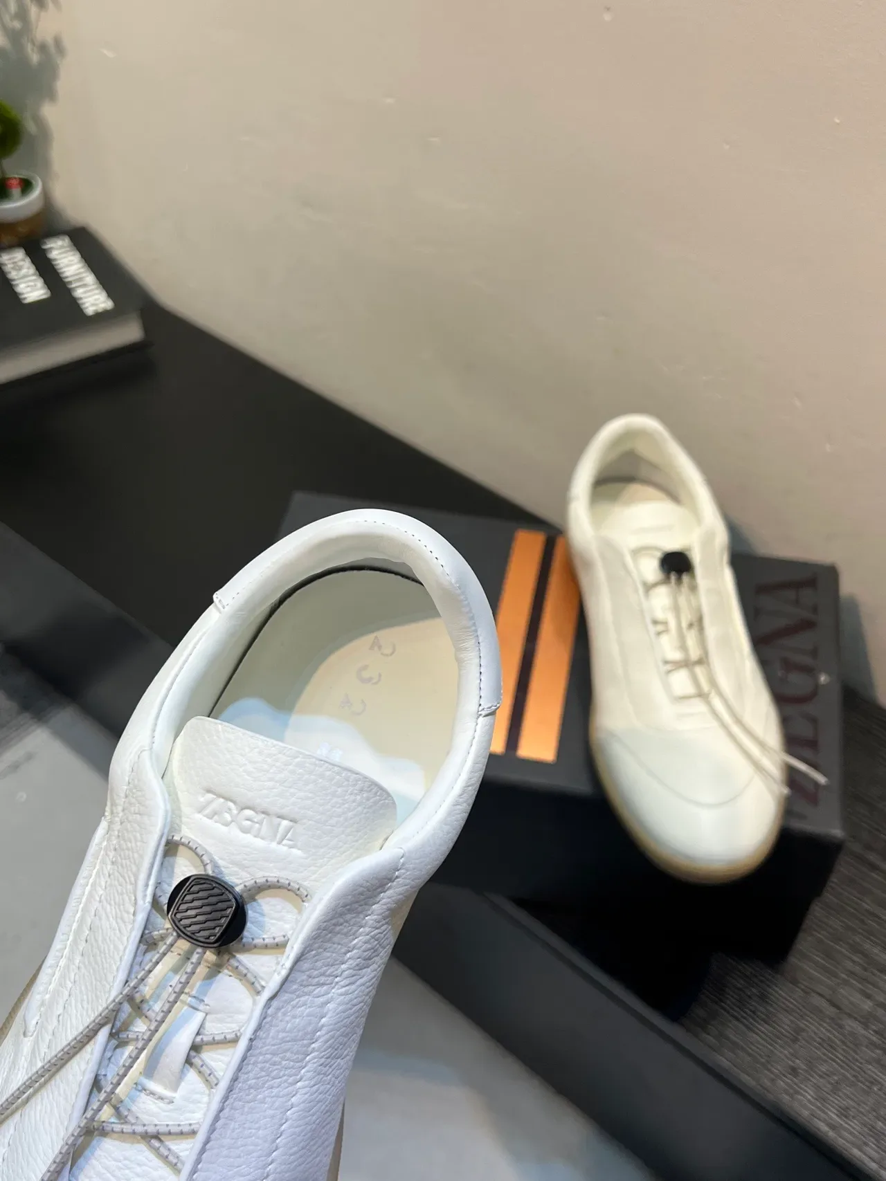 Zegna Basket Lifestyle en Cuir Pebbled Blanc 7