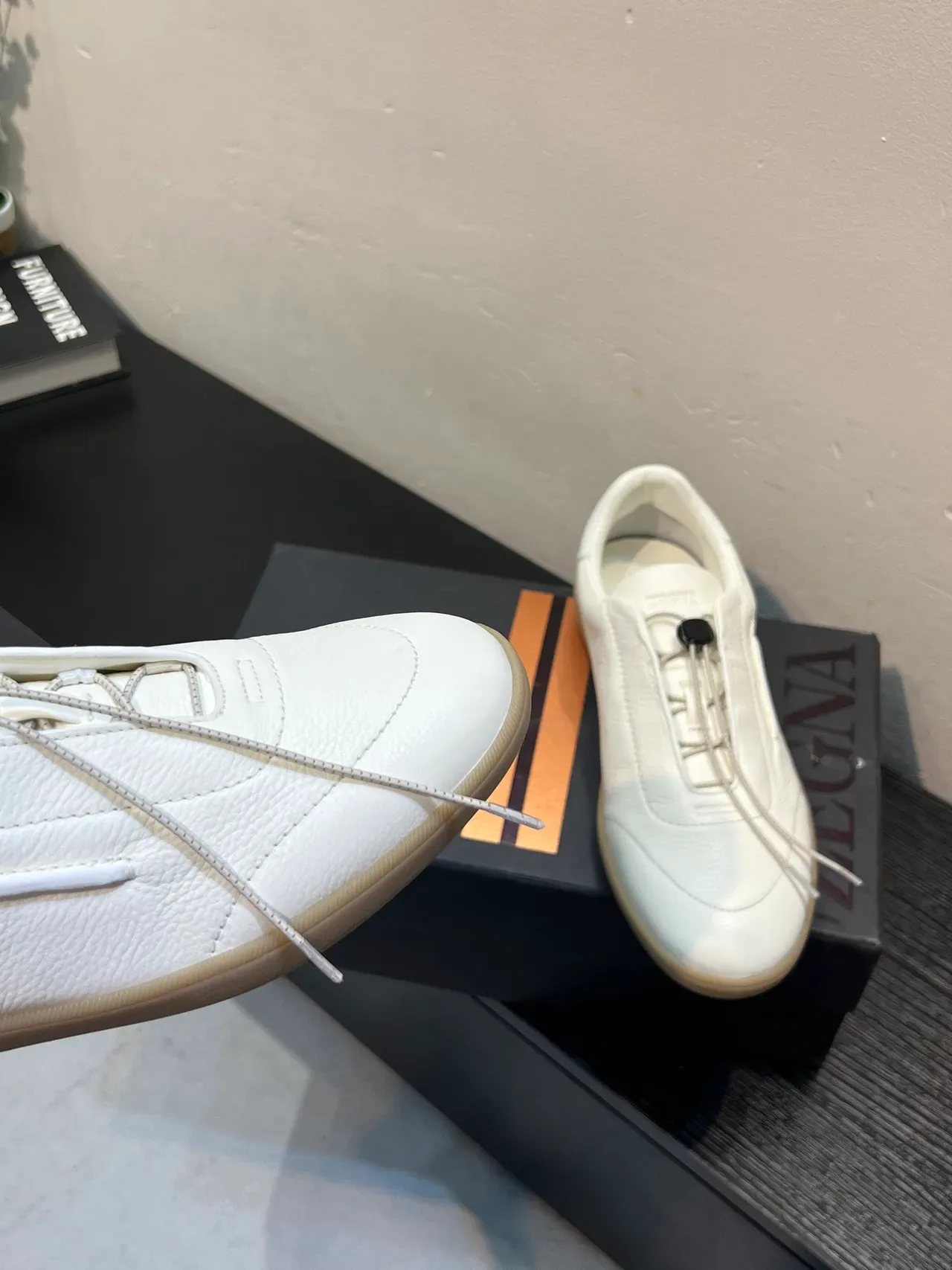 Zegna Basket Lifestyle en Cuir Pebbled Blanc 8