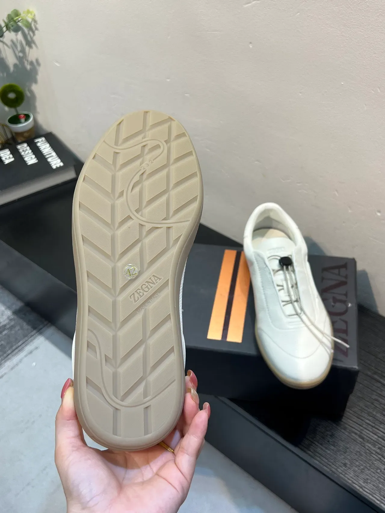 Zegna Basket Lifestyle en Cuir Pebbled Blanc 9