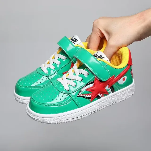 A Bathing Ape BAPE STA tênis lifestyle verde vermelho estrela 3