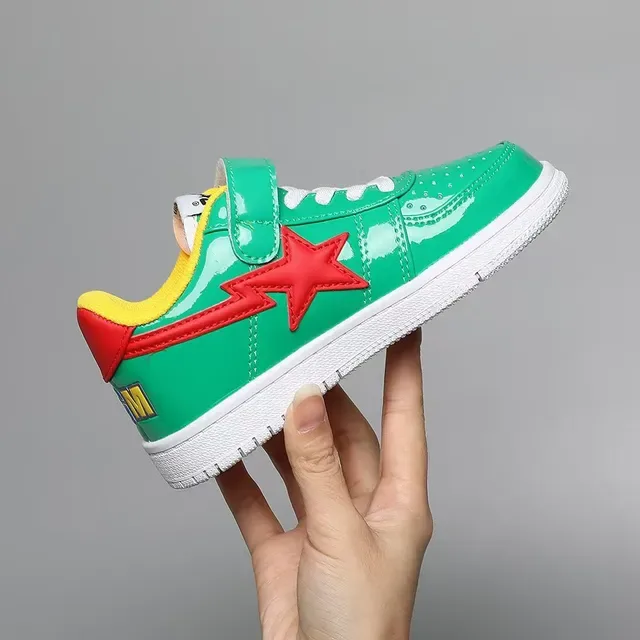 A Bathing Ape BAPE STA tênis lifestyle verde vermelho estrela 9