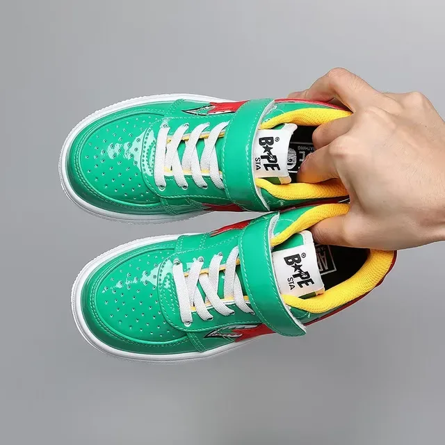 A Bathing Ape BAPE STA tênis lifestyle verde vermelho estrela 14