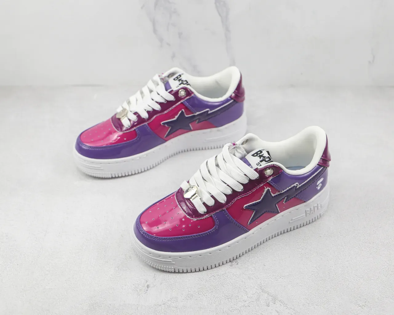 A Bathing Ape BAPE STA Magenta Purple Glossy Lifestyle Sneakers 4