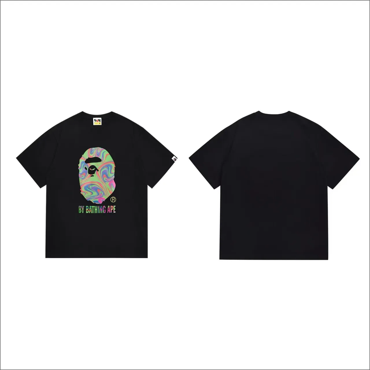 A Bathing Ape Psychedelic Swirl Ape Head Graphic T-Shirt 4