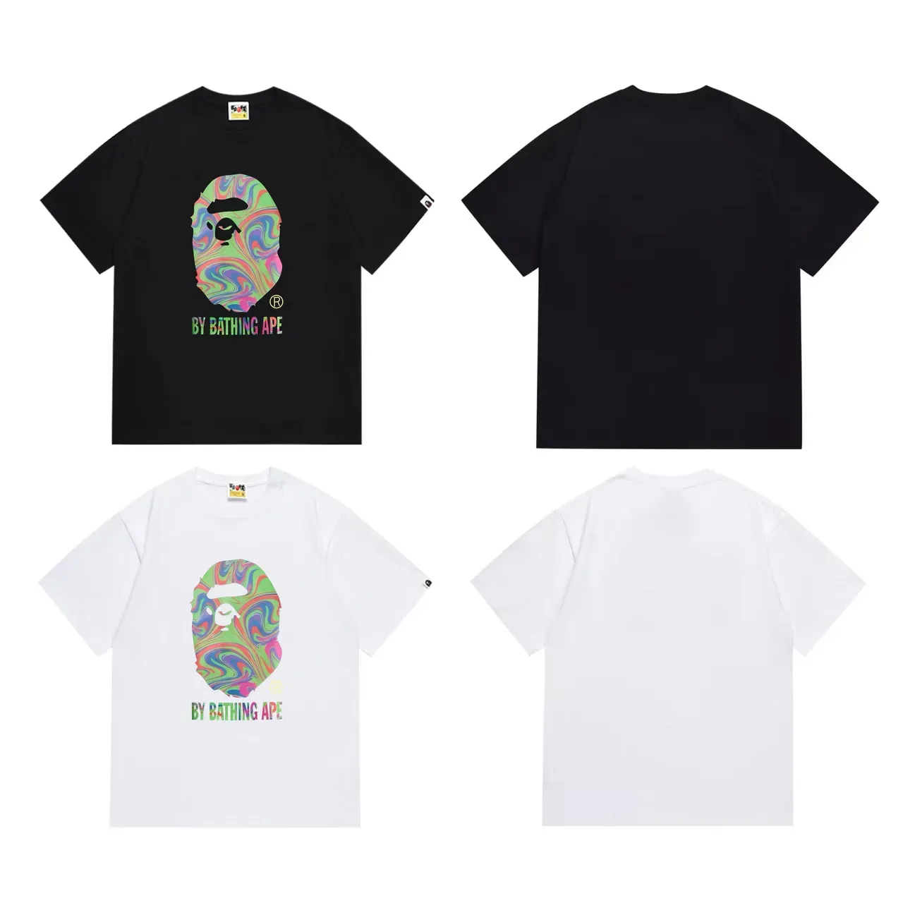 A Bathing Ape Psychedelic Swirl Ape Head Graphic T-Shirt 6