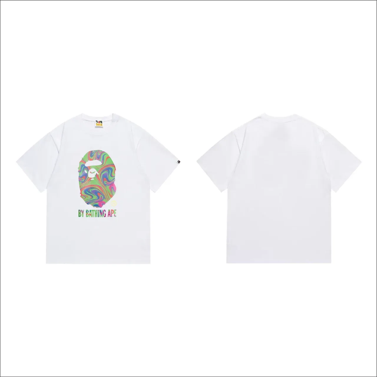 A Bathing Ape Psychedelic Swirl Ape Head Graphic T-Shirt 7