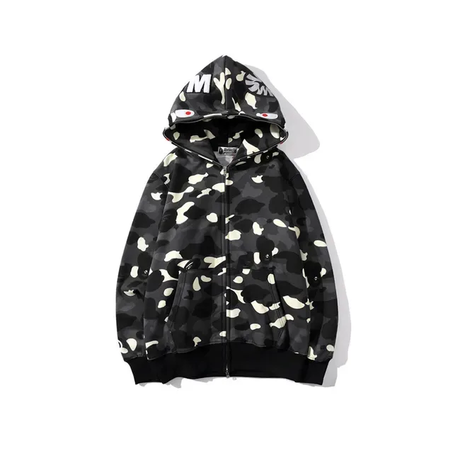 A Bathing Ape Shark Black White Full-Zip Hoodie 4