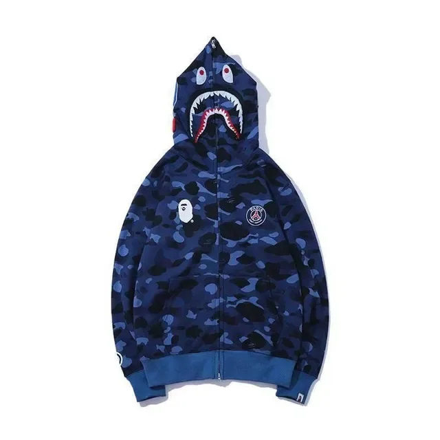 A Bathing Ape Shark Navy Red ABC Camo Print Hood Hoodie 2