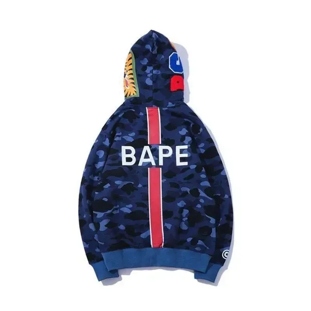 A Bathing Ape Shark Navy Red ABC Camo Print Hood Hoodie 3