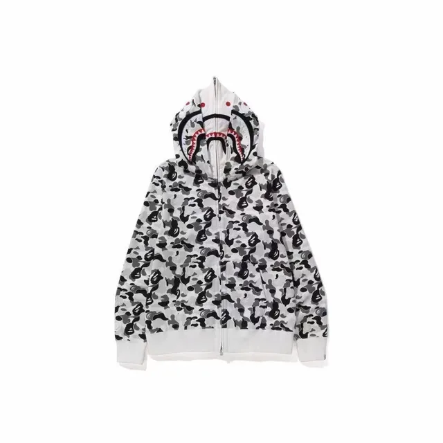A Bathing Ape Shark White Gray Hood ABC Camo Print Hoodie 2