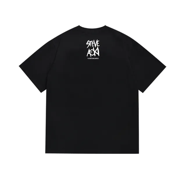 A Bathing Ape Steve Aoki Collaboration Black Multicolor Graphic-Print Camouflage Panel T-Shirt 5