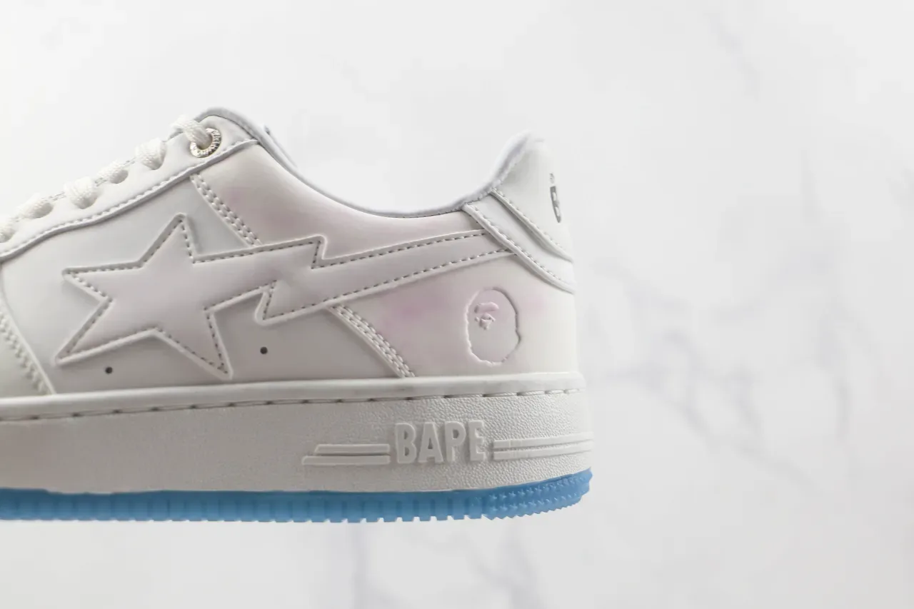 A Bathing Ape Sneakers Lifestyle blanc bleu low-top iridescent tie-dye overlay 7