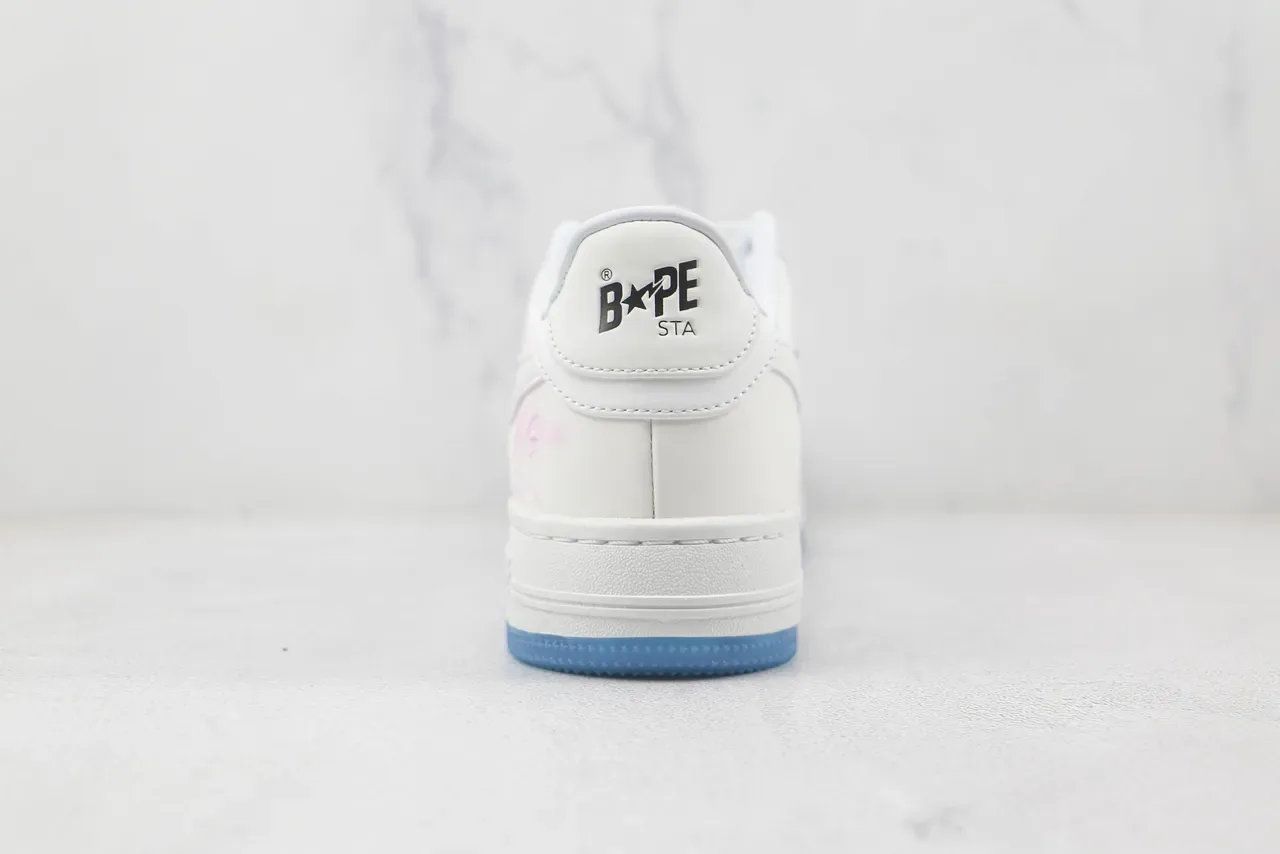 A Bathing Ape Sneakers Lifestyle blanc bleu low-top iridescent tie-dye overlay 9
