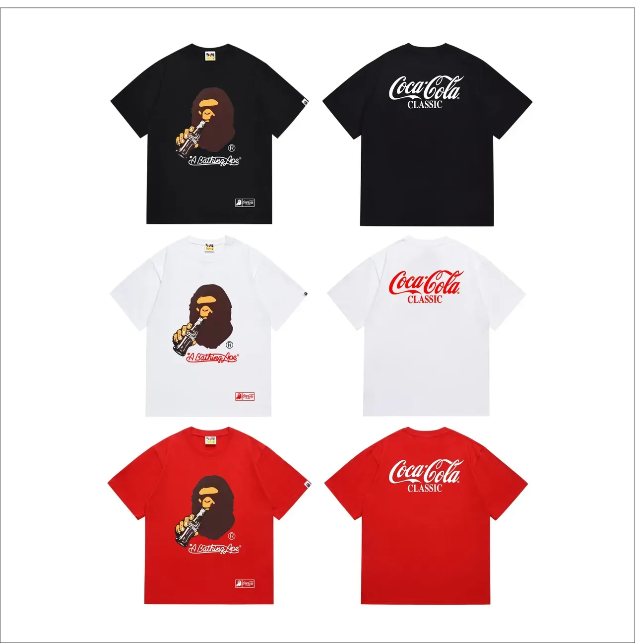 A Bathing Ape x Coca-Cola Classic ग्राफिक प्रिंट काली टी-शर्ट 6