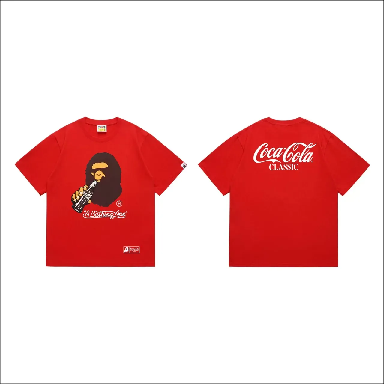 A Bathing Ape x Coca-Cola Classic ग्राफिक प्रिंट काली टी-शर्ट 7