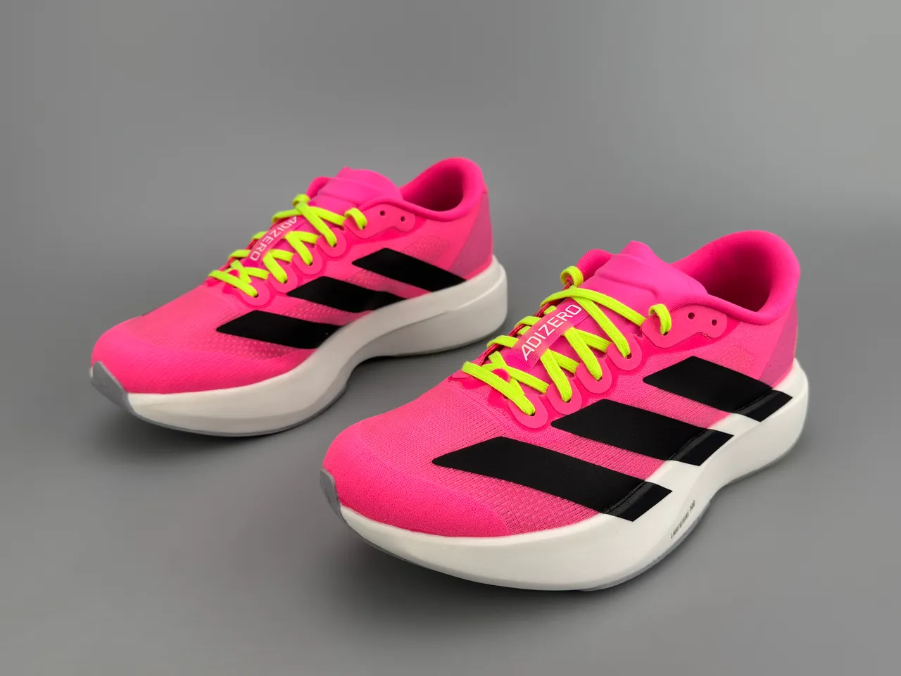 Adidas Adizero Evo 2 Chaussures de course Rose Jaune Néon Noir 7