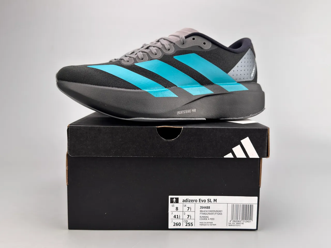Adidas Adizero Evo.S Black Cyan Blue Tênis de Running 4