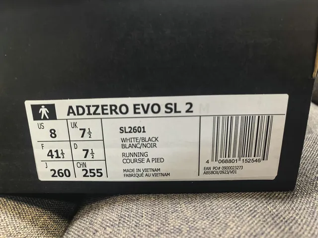 Adidas Adizero Evo SL 2 White Black Running Shoes 2
