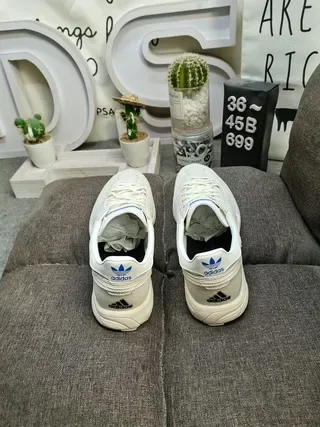 Adidas Beige Blue Low-Top Textile-Mesh Upper Lifestyle Sneakers 8
