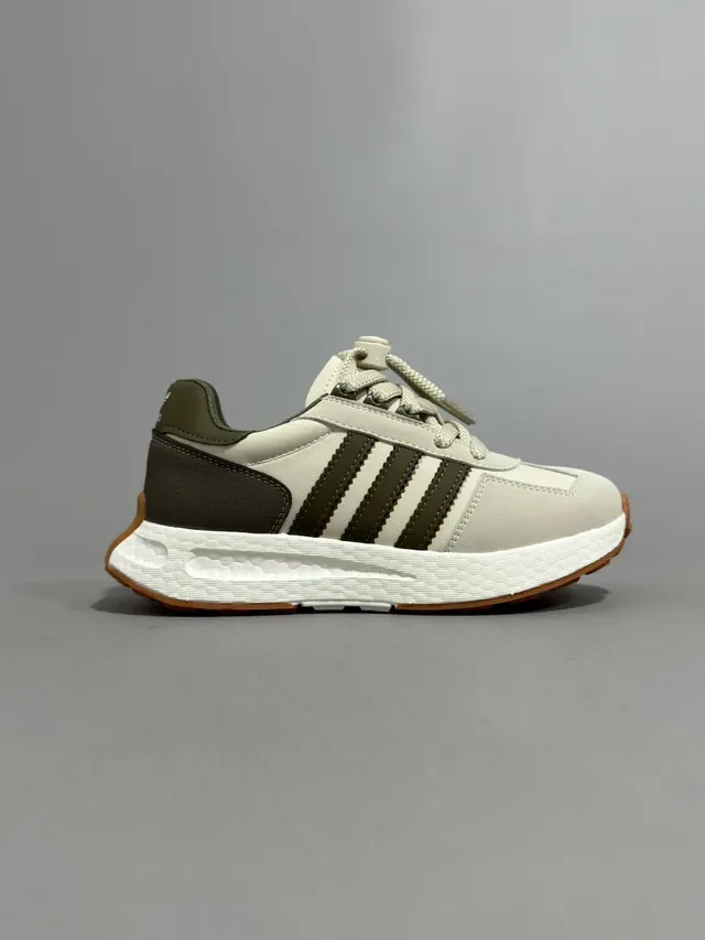 Adidas Beige Red Retro Runner Silhouette Three-Stripe Side Panel Lifestyle Sneakers 8