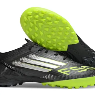 Adidas Black Green Low-Cut Synthetic Upper Molded Rubber Studs Turf Soccer Shoes