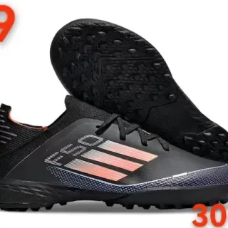 Adidas Black Orange Low-Cut Knit Upper Gradient Stripe Detailing Artificial-Grass Soccer Shoes