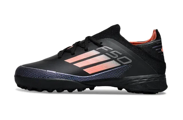 Adidas Black Orange Low-Cut Knit Upper Gradient Stripe Detailing Artificial-Grass Soccer Shoes 5