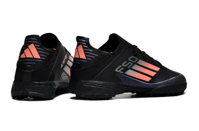 Adidas Black Orange Low-Cut Knit Upper Gradient Stripe Detailing Artificial-Grass Soccer Shoes 6