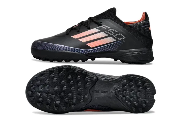 Adidas Black Orange Low-Cut Knit Upper Gradient Stripe Detailing Artificial-Grass Soccer Shoes 7