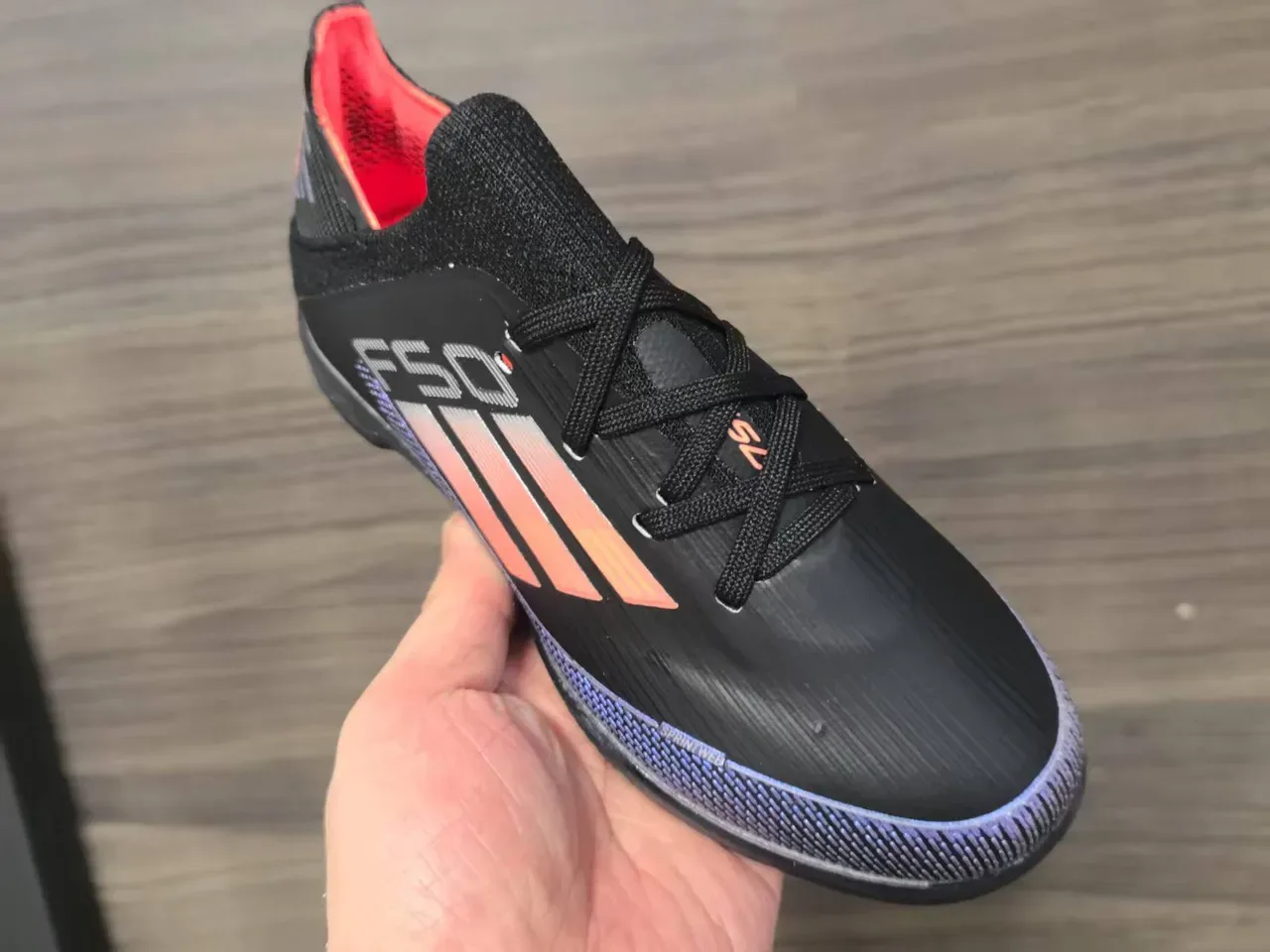 Adidas Black Orange Low-Cut Knit Upper Gradient Stripe Detailing Artificial-Grass Soccer Shoes 10