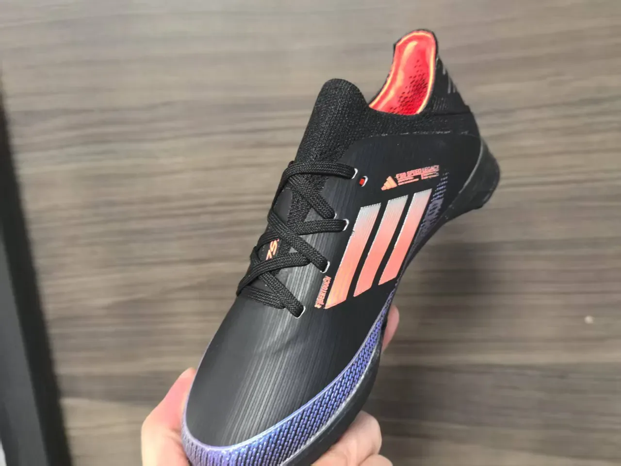Adidas Black Orange Low-Cut Knit Upper Gradient Stripe Detailing Artificial-Grass Soccer Shoes 12