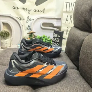 Adidas Negro Naranja Media Suela Esculpida Perforada Malla Engineered Superior Zapatos de Running