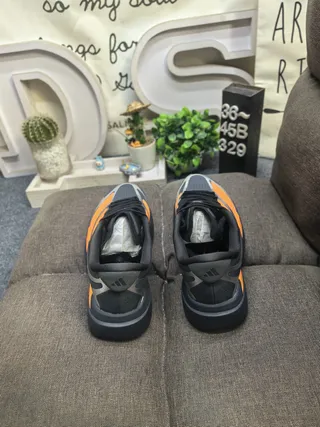 Adidas Black Orange Sculpted Midsole Perforated Engineered Mesh Upper Running Shoes 8