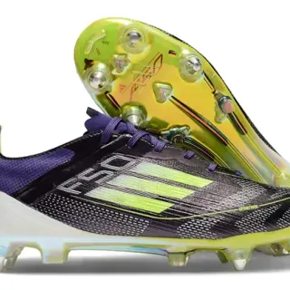 Adidas काला बैंगनी लो-कट सिंथेटिक अपर इरिडेसेंट ट्रांसल्यूसेंट सोलप्लेट फर्म-ग्राउंड सोकर जूते