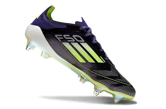 Adidas Chaussures de Football Noir Violet Low-Cut Upper Synthétique Plaque de Semelle Iridescente Translucide Firm-Ground 2