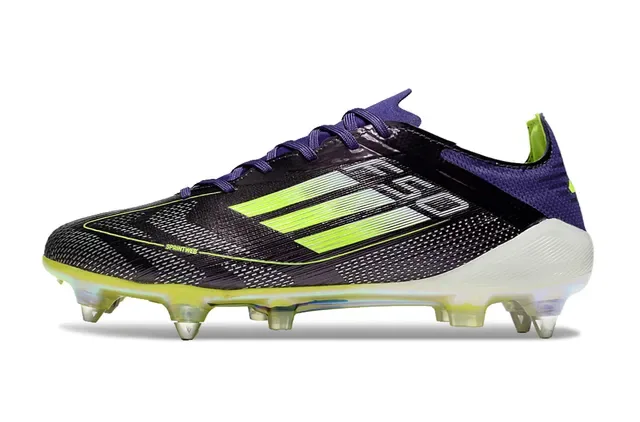 Adidas Chaussures de Football Noir Violet Low-Cut Upper Synthétique Plaque de Semelle Iridescente Translucide Firm-Ground 6