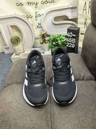 Adidas Black Red Engineered Mesh Upper Three-Stripe Side Branding Running Shoes 20