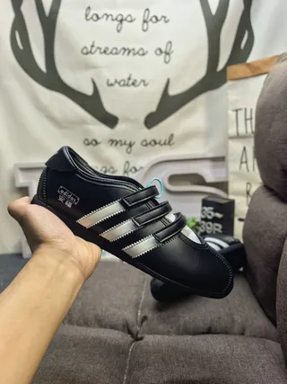 Adidas Zapatos Mary Jane Negro Plata Tres Rayas Panel Lateral Cierre Correa Velcro Doble 5