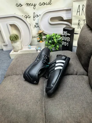 Adidas Zapatos Mary Jane Negro Plata Tres Rayas Panel Lateral Cierre Correa Velcro Doble 6