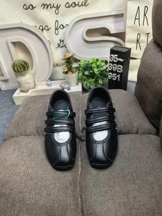 Adidas Zapatos Mary Jane Negro Plata Tres Rayas Panel Lateral Cierre Correa Velcro Doble 10