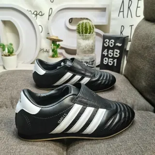 Adidas Black White Laceless Slip-On Quilted Vamp Indoor Soccer Shoes