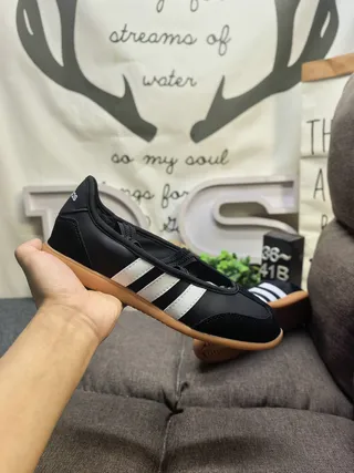 Adidas Black White Laceless T-Strap Three-Stripe Side Panel Lifestyle Sneakers 5