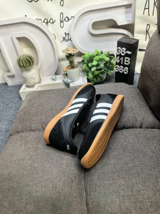 Adidas Black White Laceless T-Strap Three-Stripe Side Panel Lifestyle Sneakers 6